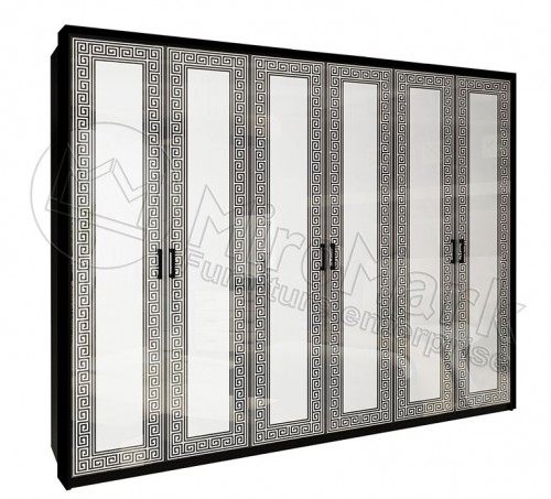 ​ШАФА Віола 6дв Без Дзеркал МіроМарк Глянець Білий/Чорний Матовий